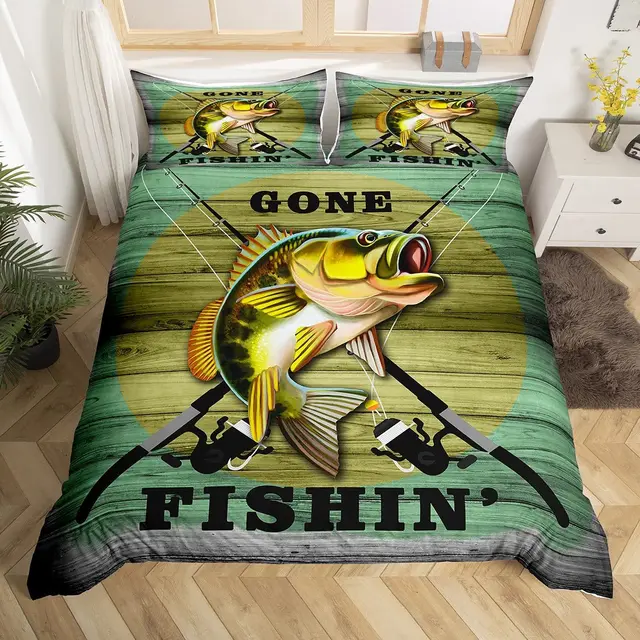 Big Pike Fishing Duvet Cover Set Hunting Bedding Fly Fishing Comforter  Cover Queen King Full Polyester Quilt Cover Teens Adults - AliExpress