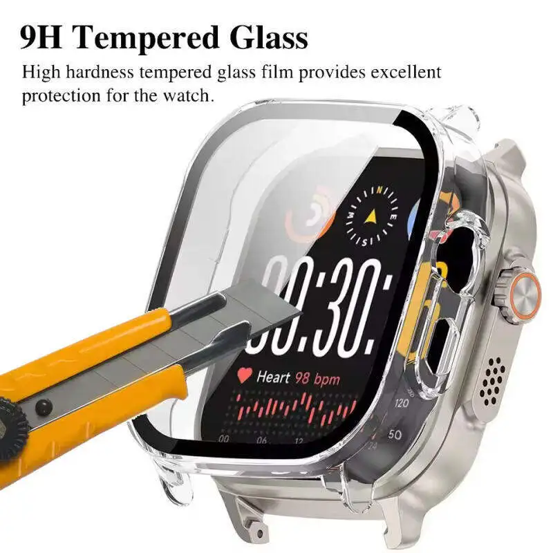 Premium Stainless Steel Band and Tempered Glass Protective Shell with Metal Bracelet Wristband