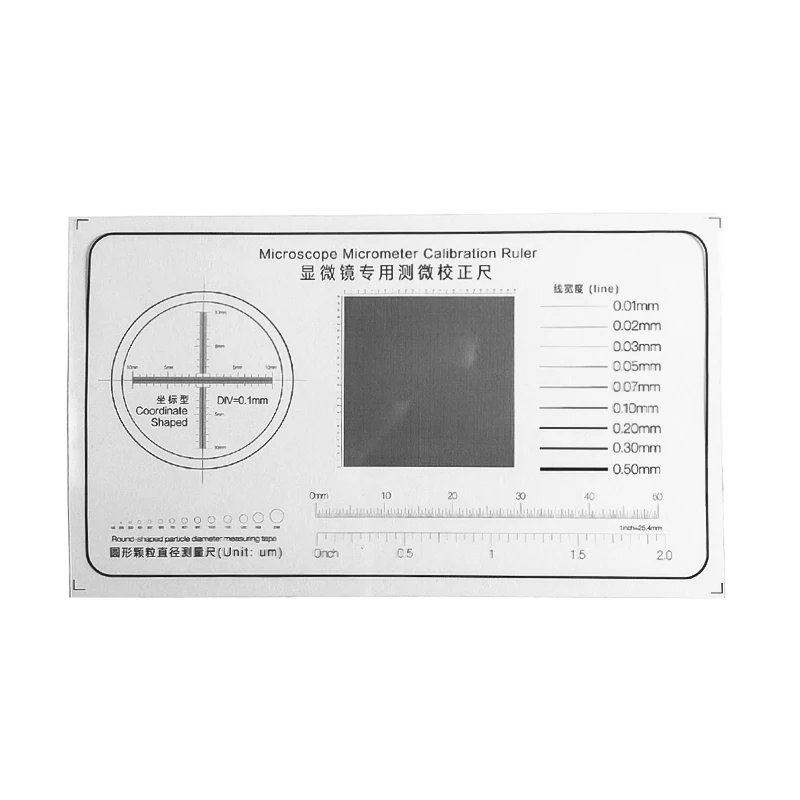 Film Ruler Microscope Micrometer Calibration Ruler PET Grid Net Micrometer Cross Line Scale Measuring Round Shaped Coordinate Measurement