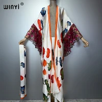 WINYI 2026 Kimono pour femme à manches longues imprimé, cardigan à ourlet bouffant, robe bohème, caftan, tenue de plage de luxe, abaya, style Dubaï, cache-maillot 5