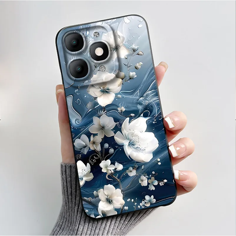 Luxury Fashion Black Soft TPU Silicone Case with Floral and Butterfly Design