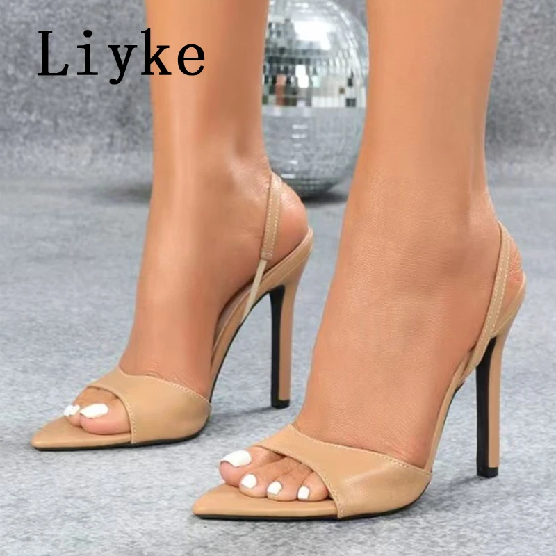 Sexy Slingback Sandals Women Summer Fashion Open Toe Slip On Back Strap Designer High Heels Party Dress Shoes Size 43 women slingback sandals women high heels shoes women dress shoes