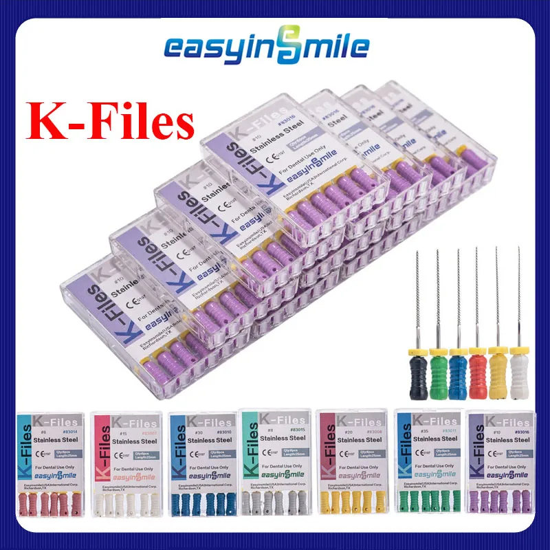 60-teiliges Set K-Feilen für die endodontische Wurzelkanalbehandlung (Handinstrumente) aus Edelstahl_voghion.com