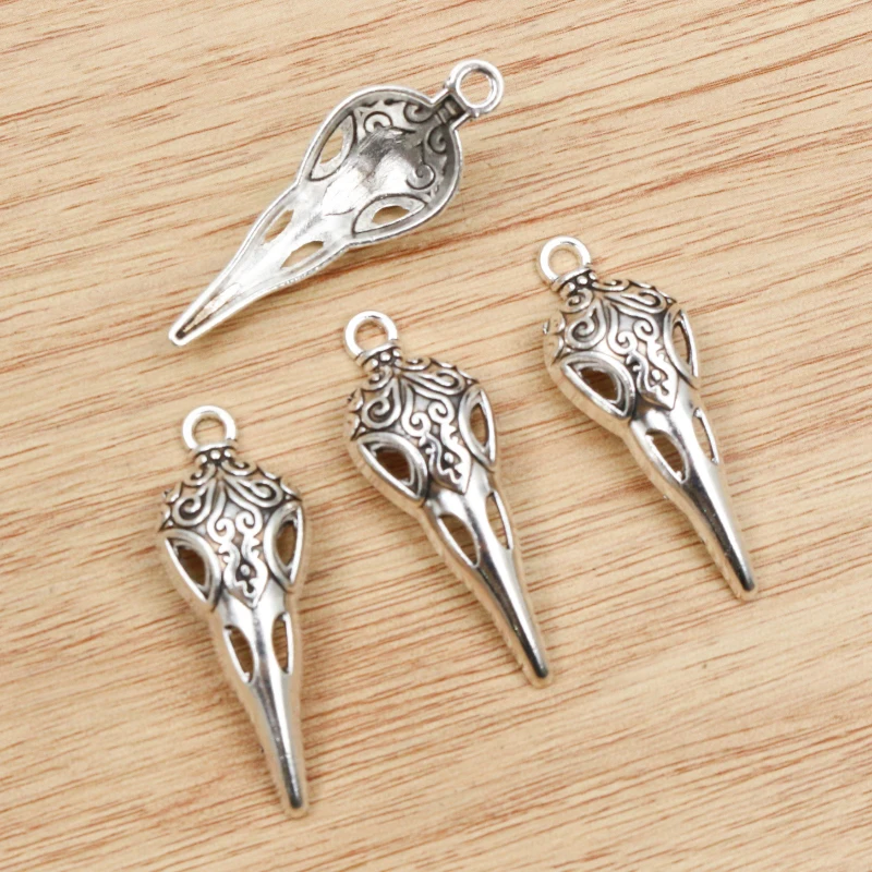 15pcs 35x13mm Antike Silber Überzogene Vogel Schädel Skeleton Chrams Metall Legierung Anhänger DIY Charms DIY Schmuck, die Entdeckungen