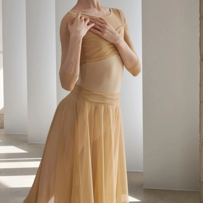 Frühling/Sommer Atmungsaktives Mesh mit elastischen Ösen Damen-Body mit langen Ärmeln, Rundhalsausschnitt, Schleifenbesatz, elegante Damen – Detail 3