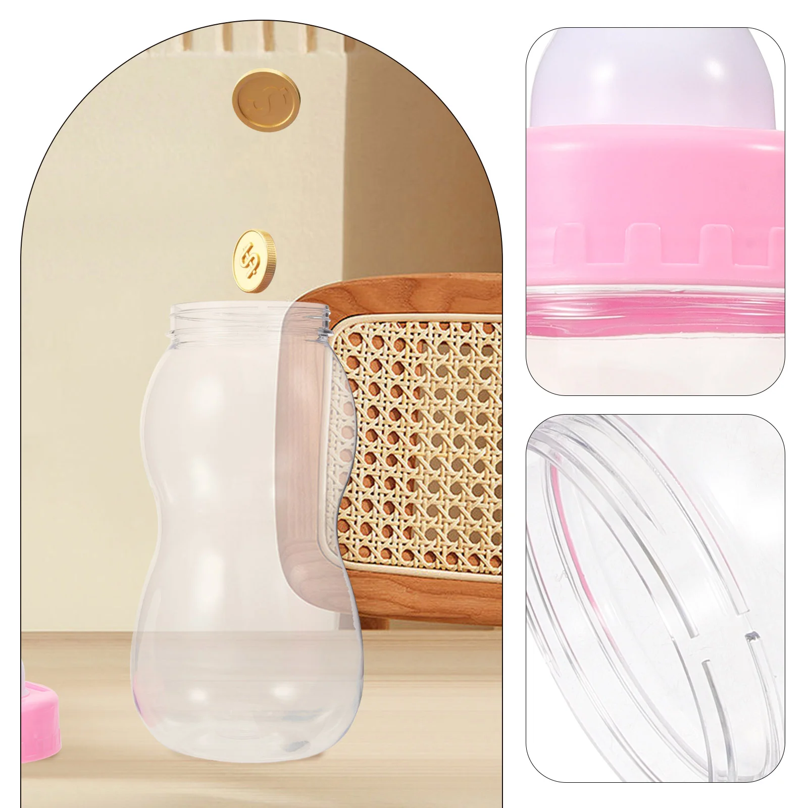 Funny Baby Bottle Piggy Bank for Girls Saving Pot Milk Bottle Boy Boys Money Child Travel Toys Toddler Desktop Ornament Birthday
