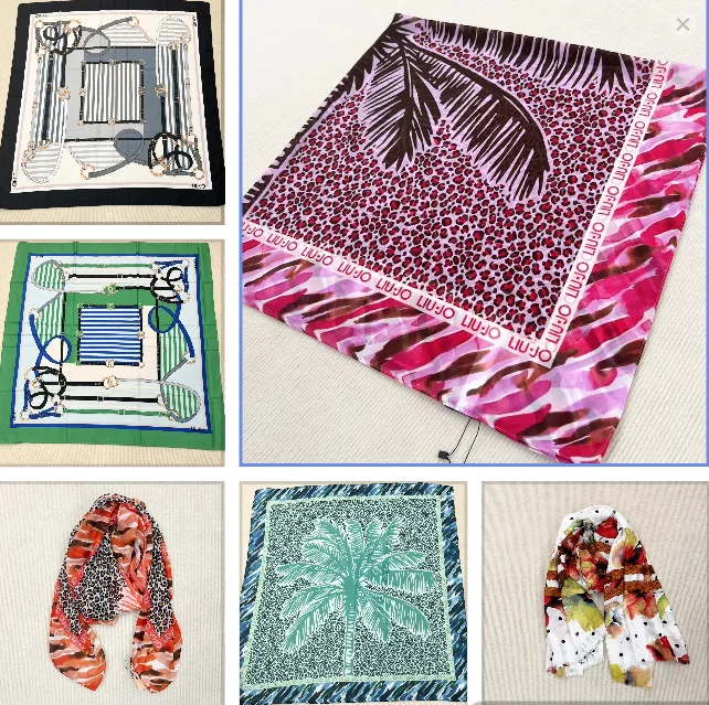 

Foreign trade original single Italian liujo print vintage new light luxury patchwork fashion accessories shawl scarf scarf