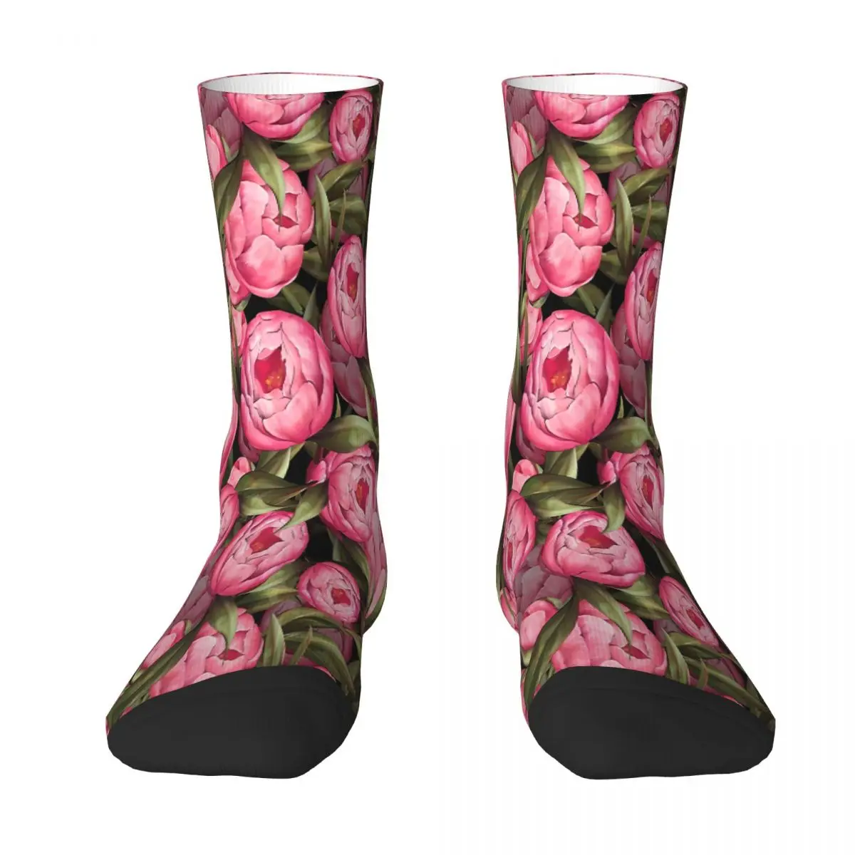

Floral Pattern With Pink Peonies Sock Socks Men Women Polyester Stockings Customizable Funny