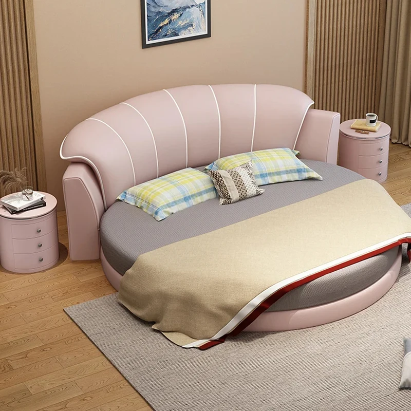 

Modern Queen Frames Bed Round Custom Master Floor Girl Bed Design Sleeping Luxury Muebles Para Dormitorio Nordic Furniture