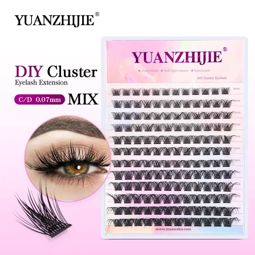 

YUANZHIJIE DIY Lashes Fishtail Heat Bonded Segmented Cluster Russian Volume Fake Cils Makeup Items with Freeshipping Eyelashes