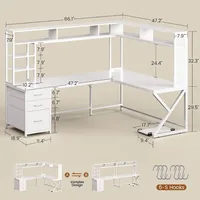 Corner Computer Desk Convertible 94.5 Gaming Desk with Storage Drawers Hutch and Pegboard L Shaped Office Desk with Power Outle 2