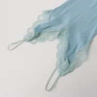 Birdtree 70% Silk 30% Cotton Lace Camisole Women Knit Tank Top Spaghetti Strap Elastic Slim Basic Sleepwear Vest Summer T35701C - Image 2