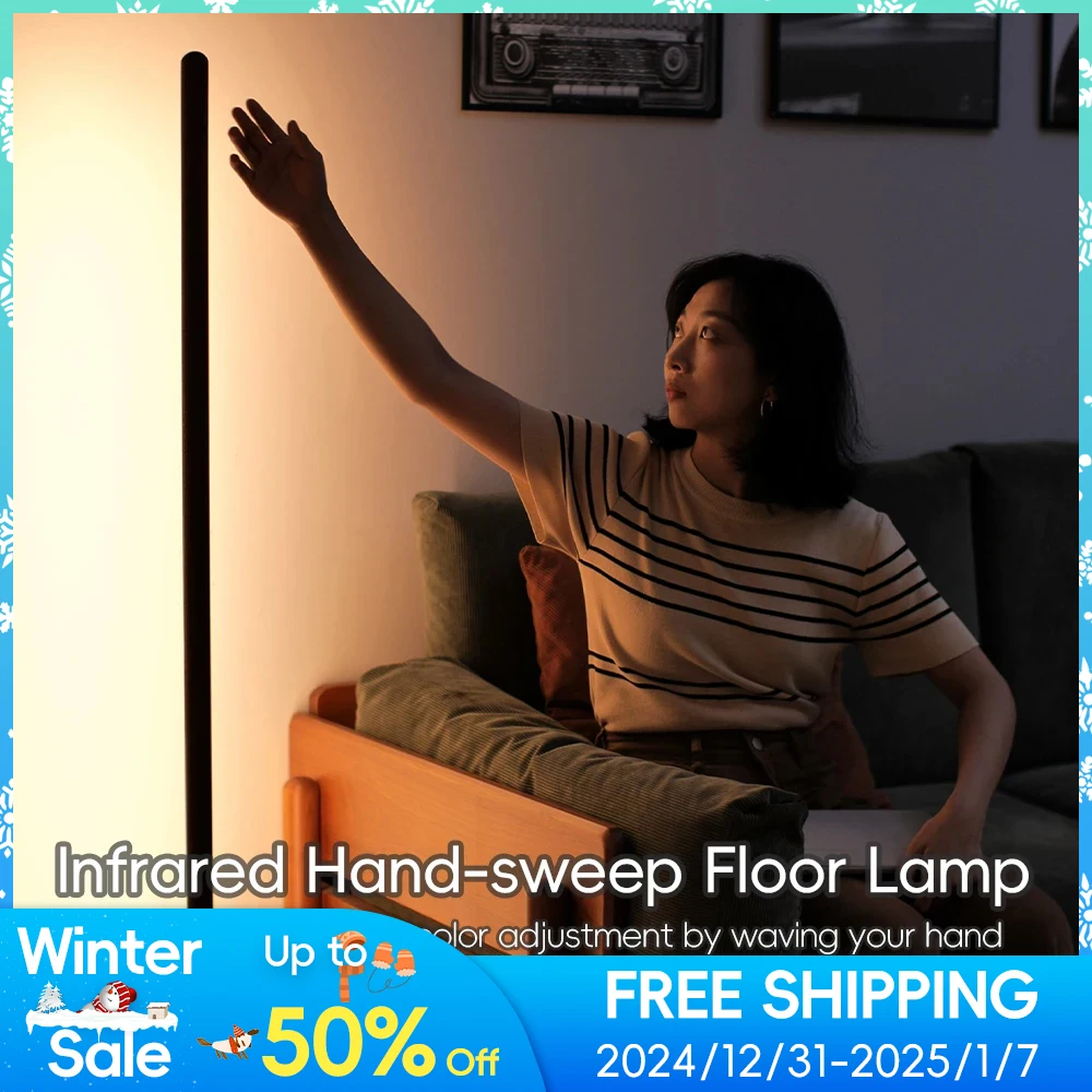 LED Wood Floor Lamp Infrared Hand Sweep Wood Floor Lamp Hand Swept Stand Light Atmosphere Corner Light For Living Room Bedroom