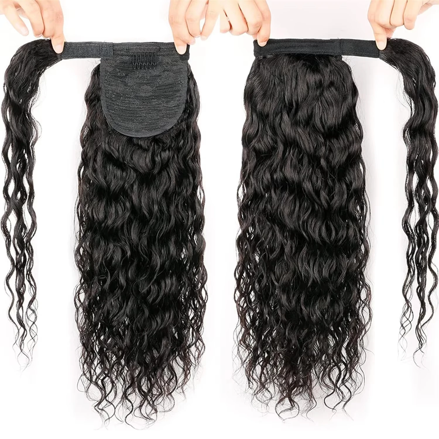 100g 유럽식 스트레이트 레미 인모 포니테일 클립인 익스텐션 천연 헤어 말꼬리 헤어스타일 100% 