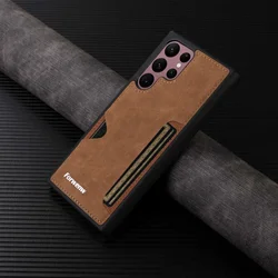 Vintage Leather Card Slot Case - Premium Retro Design Cover for Galaxy A16 or A26 (Brown)