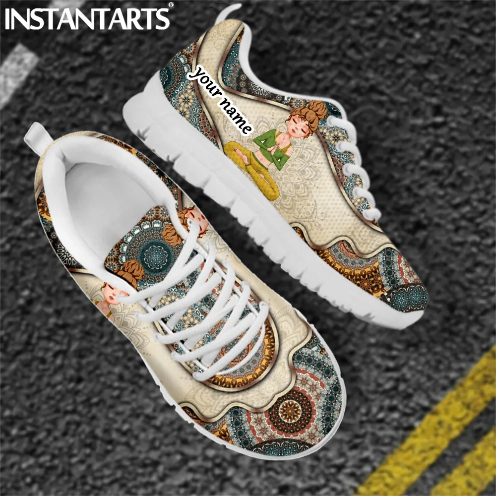 INSTANTARTS Mandala Boho Style Yoga Girl Design Ladies Flat Shoes
