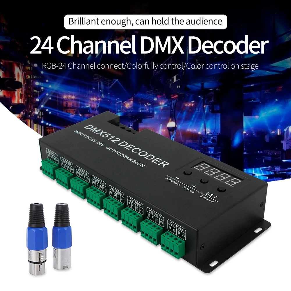 Factory Sales Constant Voltage Control signal Digital Display 24 Channel 24CH RGB DMX512 Decoder