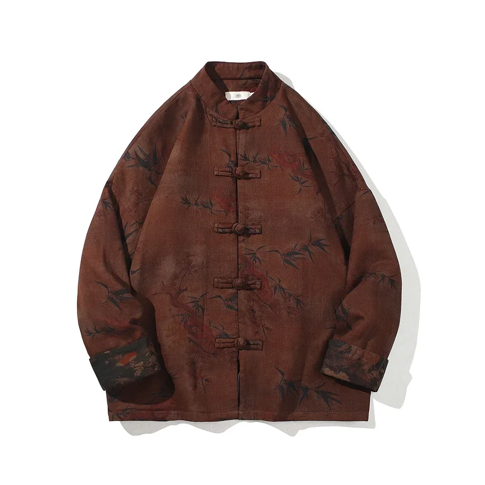 Chinese Style Jacket Men Spring and Autumn Men Ancient Style Printing Youth Zhongshan New Chinese Tang Suit Coats Coat
