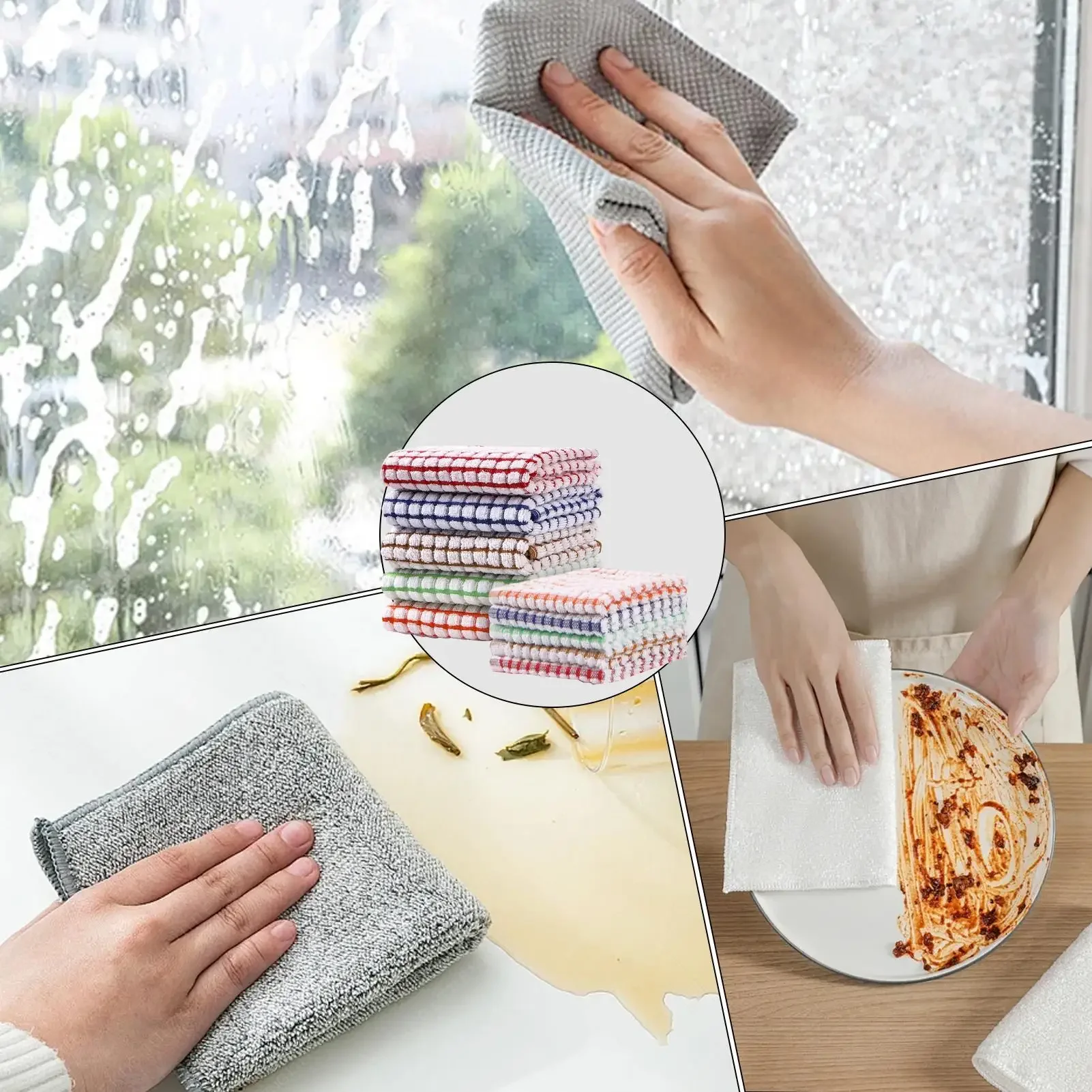 1/6Pcs Washing Dish Cloth New Cotton Tea Towels Household Large Size Washing Dish Cloth Rag Absorbent Drying Handtowel