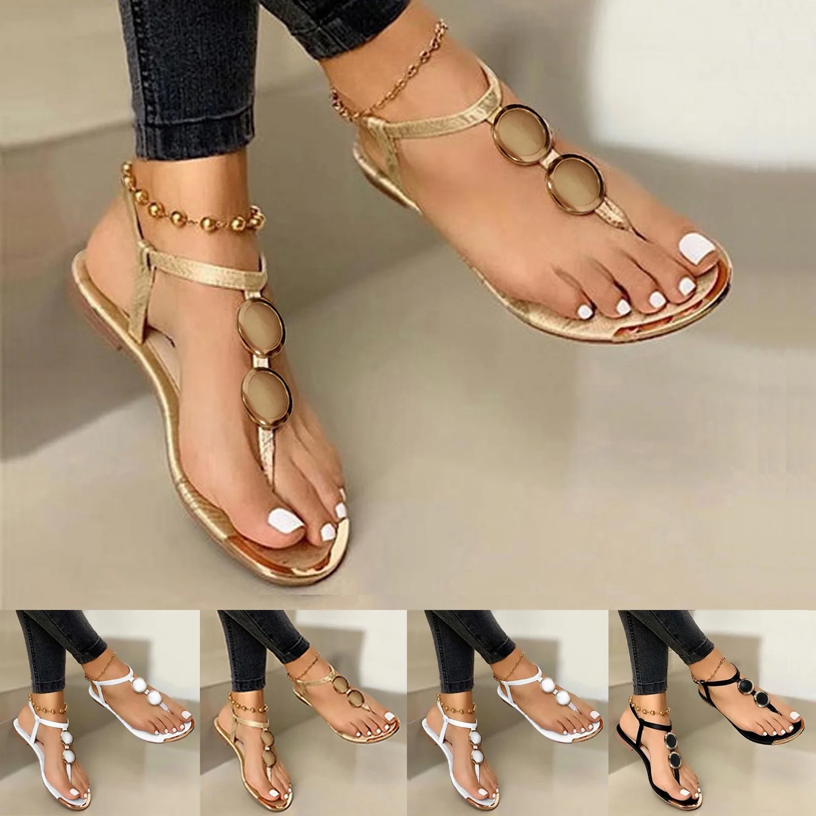 Fashion Open Toe Roman Sandals Slippers Slippers Ladies 2024 New Clip Toe Slippers Casual Breathable Outwear Flat Sandals