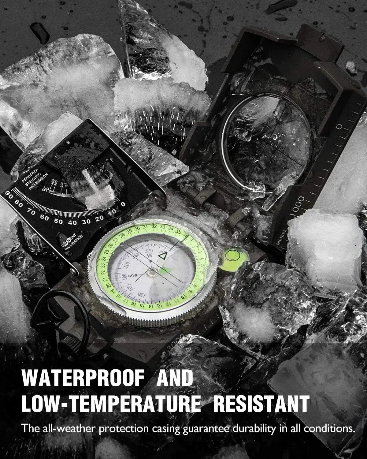 Enhanced Military-Grade Multifunctional Navigation Compass - Waterproof and Durable Design with Inclinometer Capability