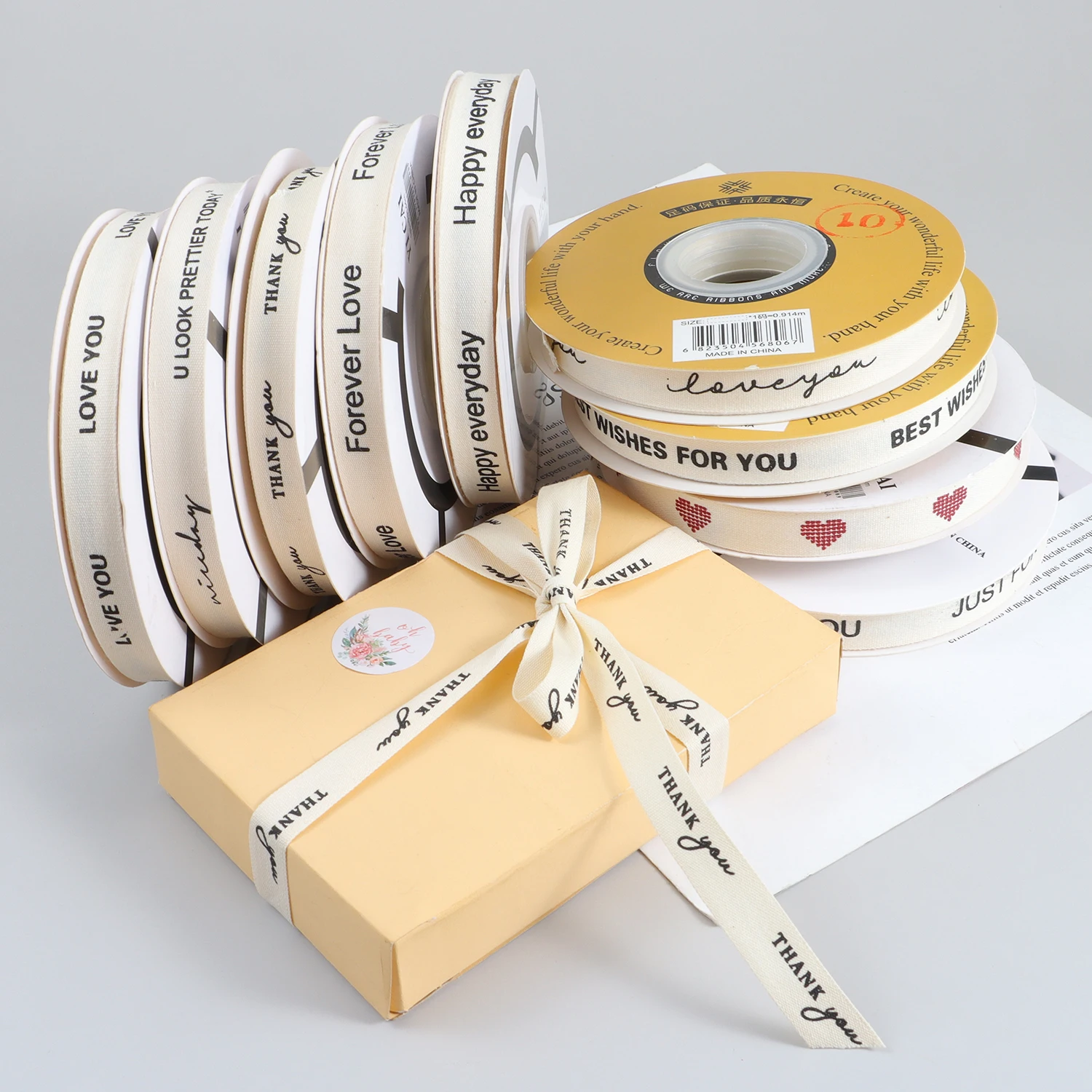 Craft Ribbon 30 Yards Happy - 5/8 Inch Cotton Gift Wrapping & Birthday ...