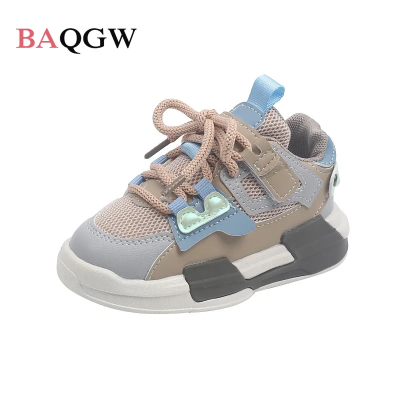 

Color Block Children Mesh Breathable Shoes Pink Girls Sneakers Spring Fashion Kids Shoes Gray Boy Casual Flat Heel Shoes Student