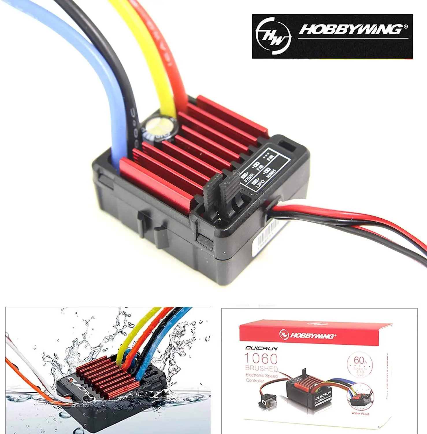 HobbyWing QuicRun 1060 60A 80A Car ESC 1/10 Waterproof Brushed