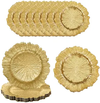 150/300pc Piatti caricabatterie rotondi Centrotavola Piatto di presentazione in plastica Set Decorazioni per la tavola Matrimoni Banchetti Natale 1