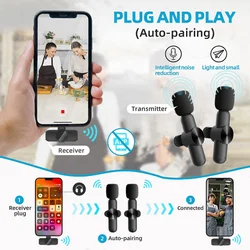 For iPhone Android Live Broadcast Gaming Phone Micro fonoe Wireless Lavalier Microphone Portable Audio Video Recording Mini Mic