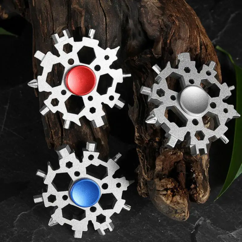 Multi Tool Portable Snowflake Wrench Tools Fidget Spinner Outdoor Mini Spanner Camping Hiking 23 In 1 Cycling Survive Tool