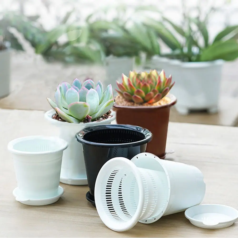 

1PC Double Layer Flower Pot Root Control Orchid Plant Pots Plant Container Small Green Plant Potted Flowerpot Home Office Decor