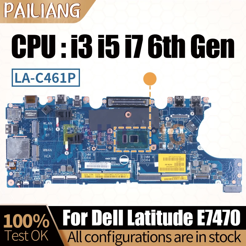 Placa-mãe Portátil Testado Completo Dell Latitude E7470 Notebook Mainboard La-c461p 0vnkrj 0dgyy5 03gmp2 02r1tc 0ydw8f I3i5i7 °