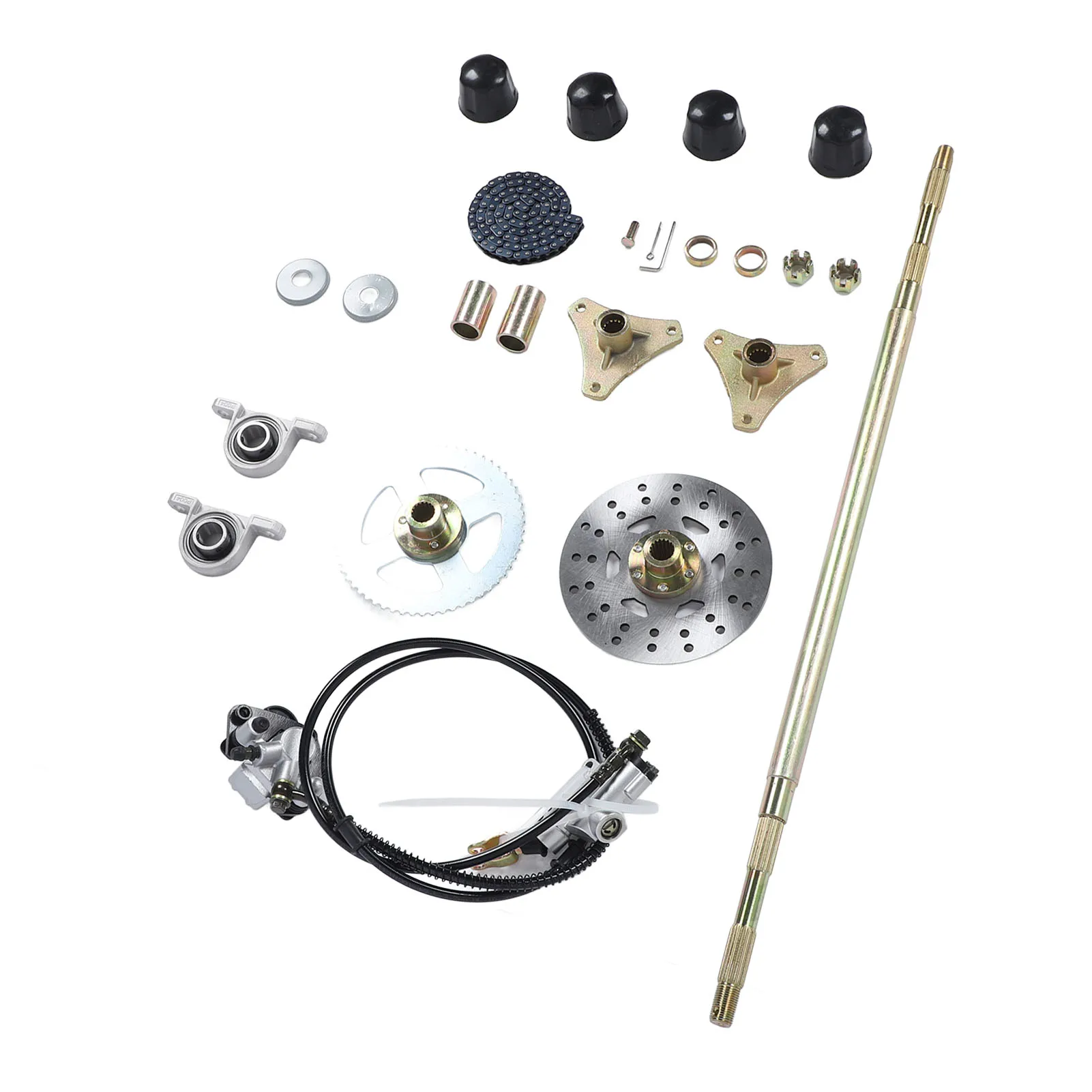 29인치 고카트 리어 라이브 액슬 완전 조립 키트 스프로킷 허브+브레이크 디스크 어셈블리 (DIY 미니 쿼드 ATV 고카트 버기용)