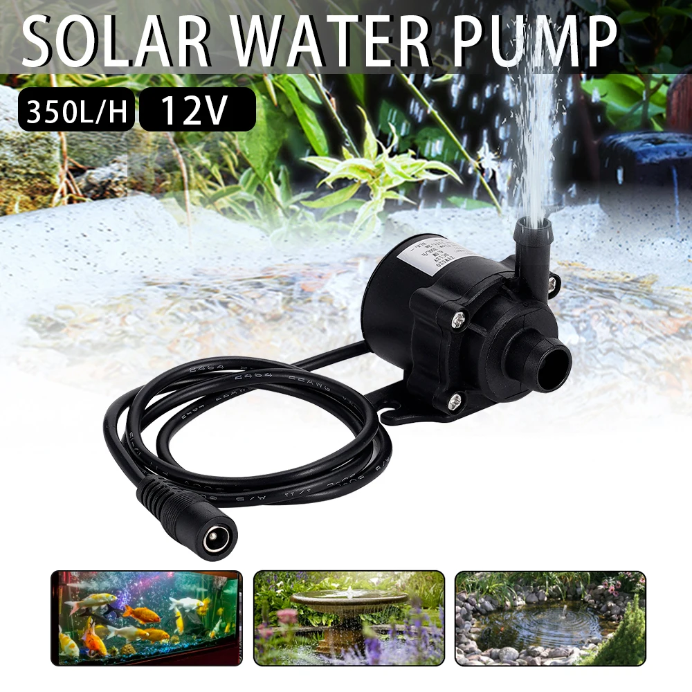 

DC 12V Mini Brushless Water Pump 350L/H Ultra-quiet Submersible Water Motor For Garden Cooling System Fish Tank Fountains Heater