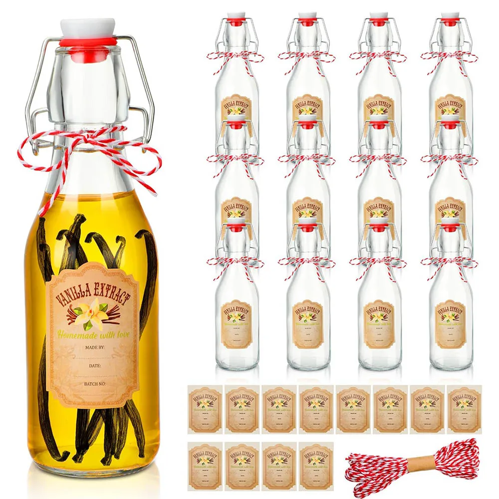 Swing Top Glass Bottles For Vanilla Extract Homemadeoz Beer Bottles with Caps for Home Beer Kombucha Soda Fermentation Supply
