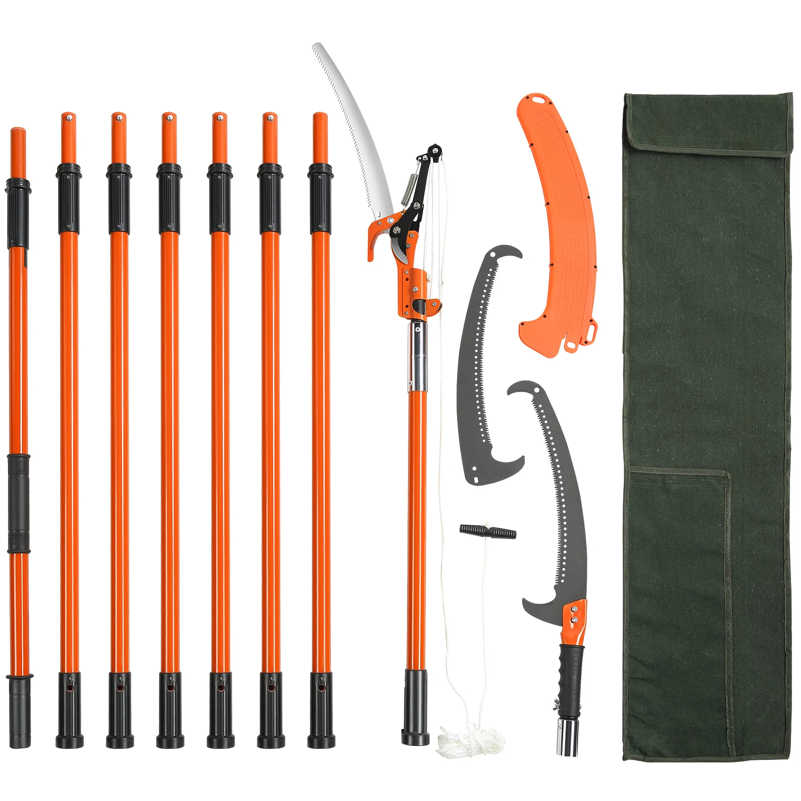 SucceBuy Manual Pole Saw Extendable Tree Pruner Sharp Steel Blade for Branches Trimming with Lightweight Aluminum Alloy Handle