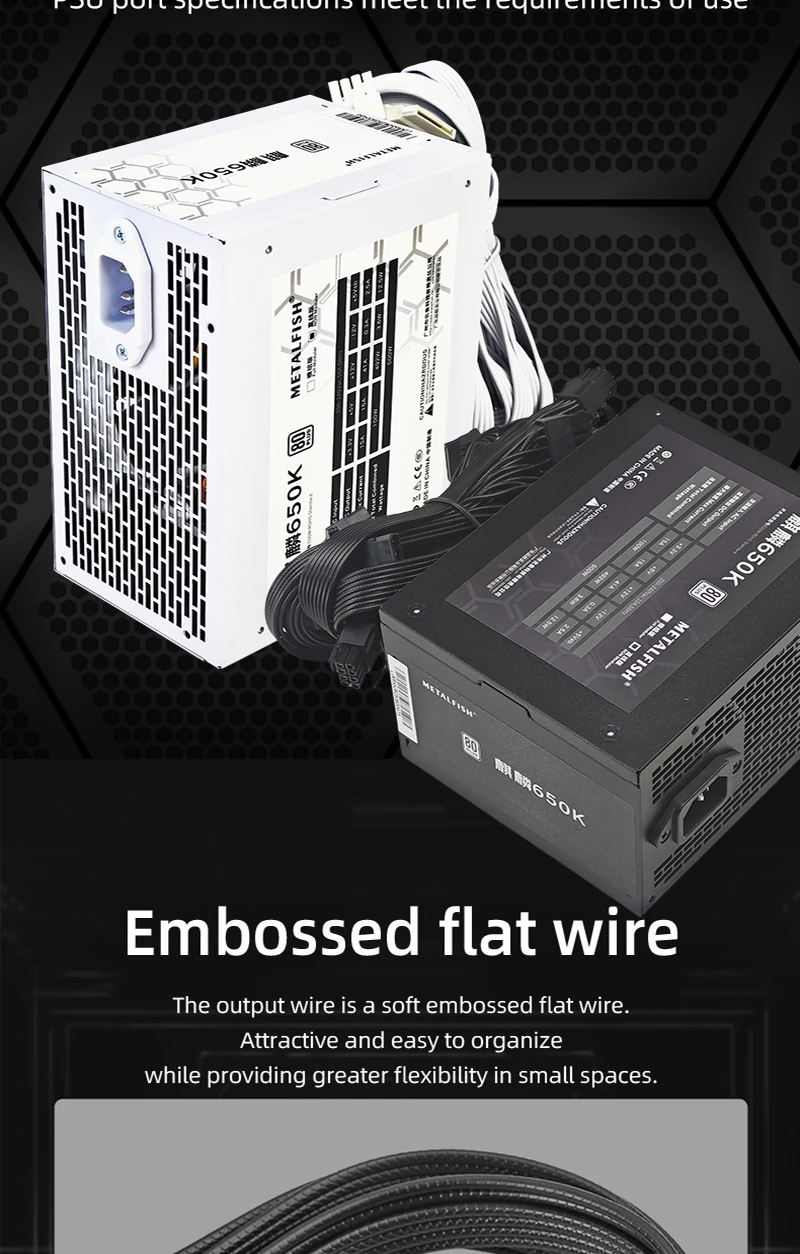 Black Chassis Power Supply ATX-500W 80PLUS PSU for Gaming computers, Graphics ca
