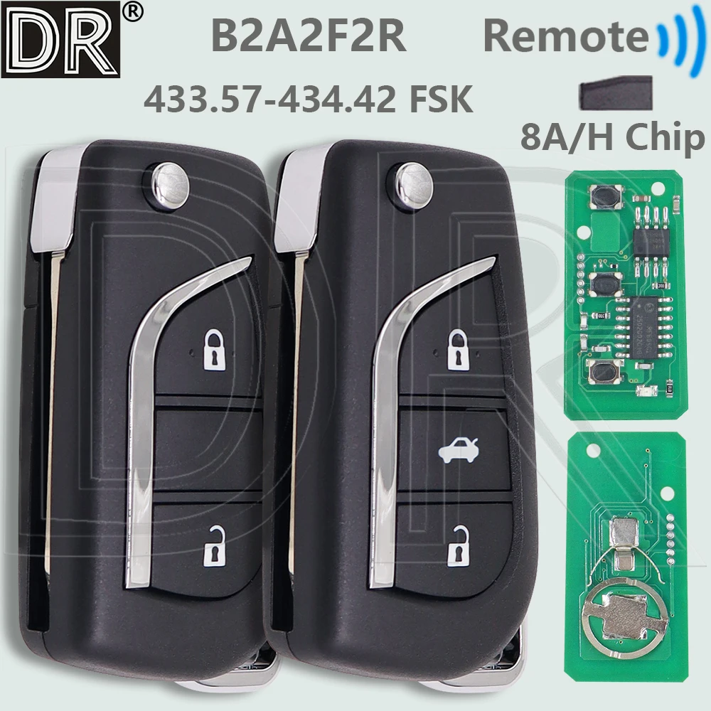 Llave remota plegable para coche con chip DR B2A2F2R 8A FSK para Toyota Corolla Yaris Cross HV RAV4