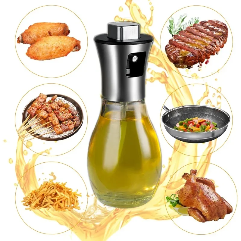 Oil Sprayer bottle 200ml Cooking Stainless steel Funnelincluded Olive Oil Dispenser for Air Fryer Salad Frying BBQ