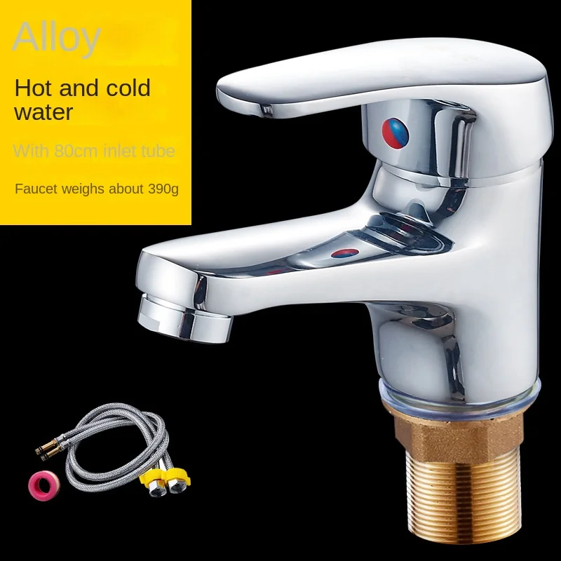 Grifo De Lavabo Baño, Cocina Un Solo Mango Cromado, Manguera Agua Fría Y Caliente, Accesorios Baño Cromados