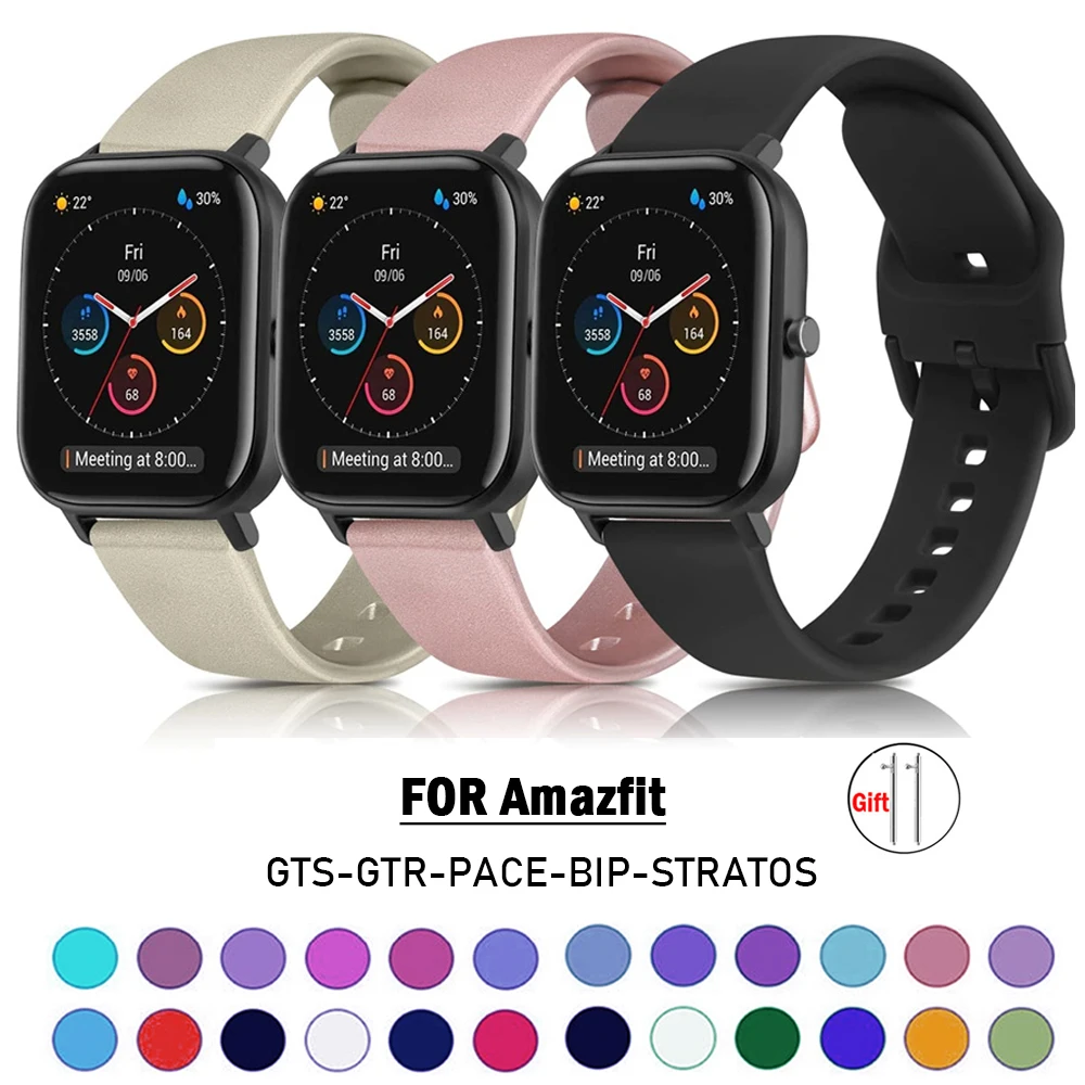 

20mm/22mm Watch band For Amazfit GTS 4/3/2e Mini/GTR 4/3/Pro/2/2e/stratos 3/2 Sport silicone Bracelet Amazfit bip-U-S-lite strap
