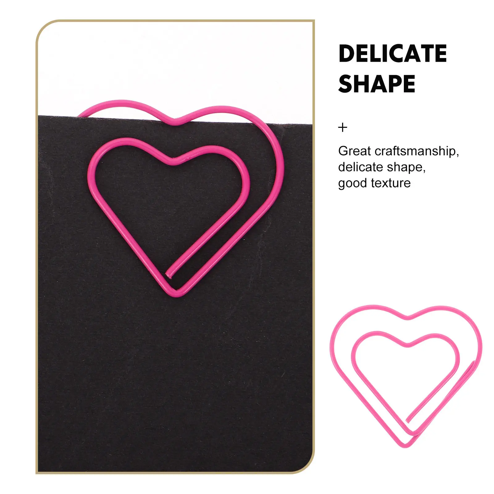 100Pcs 금속 하트 종이 클립 사랑 하트 모양의 종이 클립 플래너 저널 페이지 북을위한 세련된 장식 노트 클립