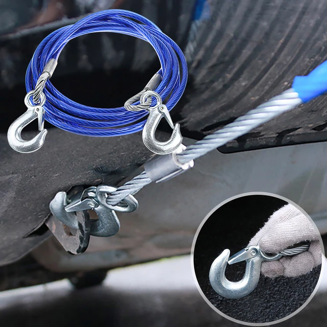 4 M 5 Tons Steel Wire Tow Cable Tow Strap Towing Rope with Hooks - China Tow  Strap, Car Emergency