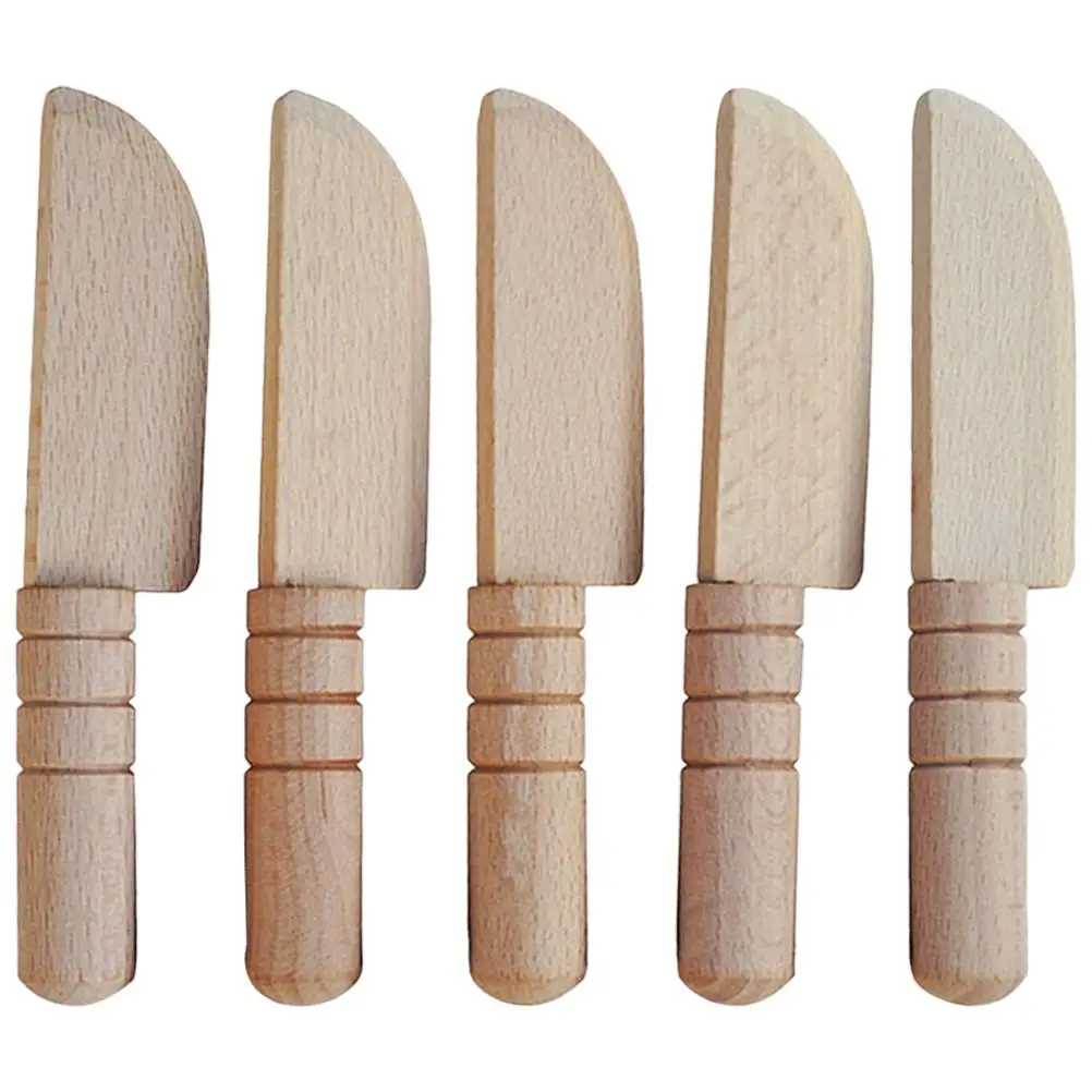 5 Pcs Wooden Toy Smooth Surface House Supplies Kitchenware Pretend Play Miniature Scene Educational Toy For Kids
