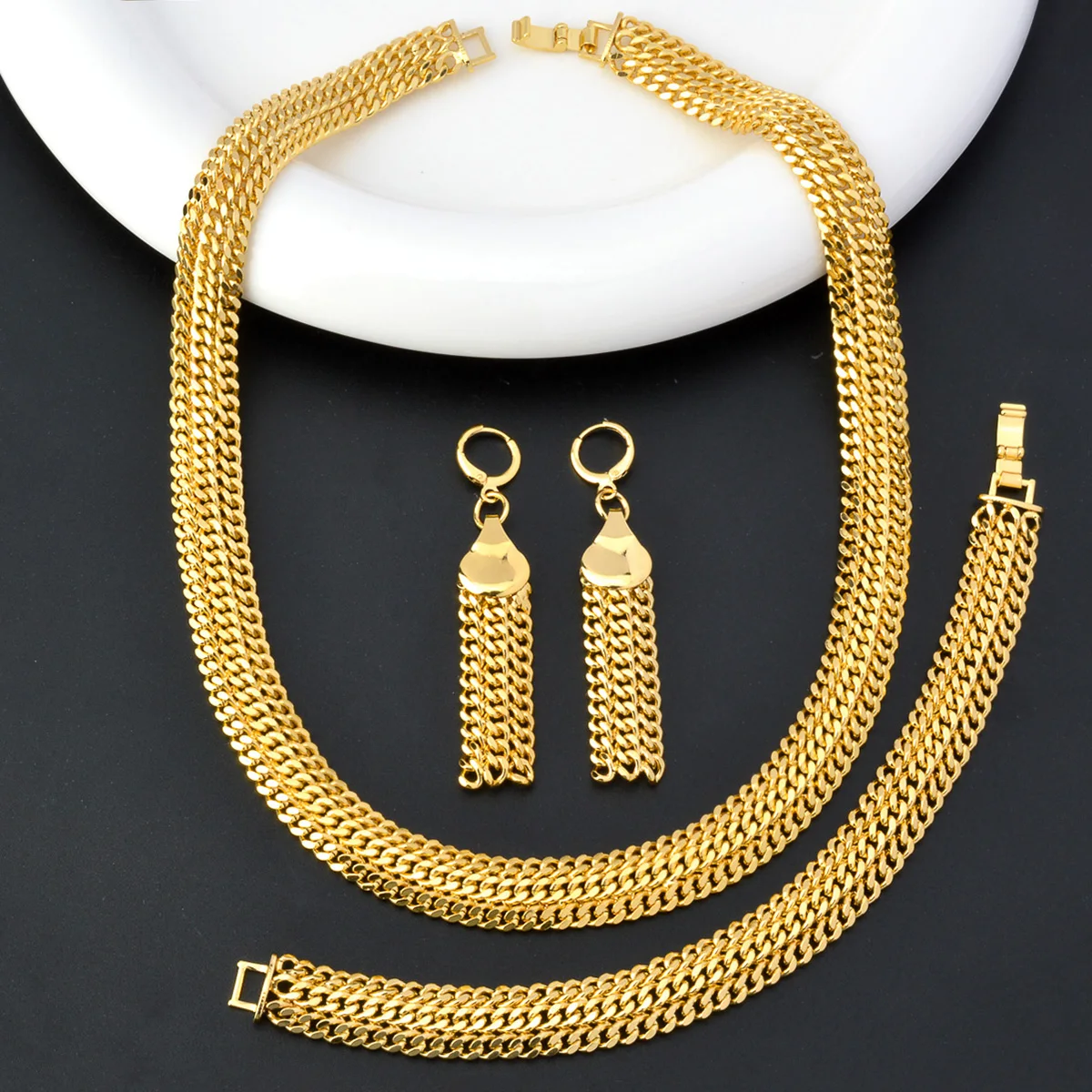

ZEADear Jewelry Set Chain Necklace Bracelet Earring for Women Men Twist Cross Link Chain Punk Fashion Jewellery Accessories Gift
