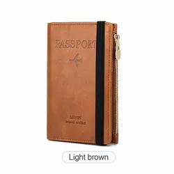 Sleek RFID Blocking Passport Holder - Versatile Travel Wallet with Card and Cash Slots (Brown)