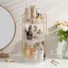 Rotating Makeup Organizer for Vanity Make Up Storage Box for Bathroom Counter Clear Cosmetic Toiletry Dresser Spinning Holder 6