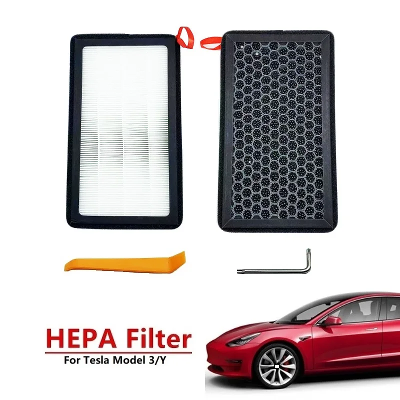

For Tesla Model 3 Model Y HEPA Activated Carbon Air Filter Auto Air Conditioner Filter Element Replacement Kit Cabin Air-Filters