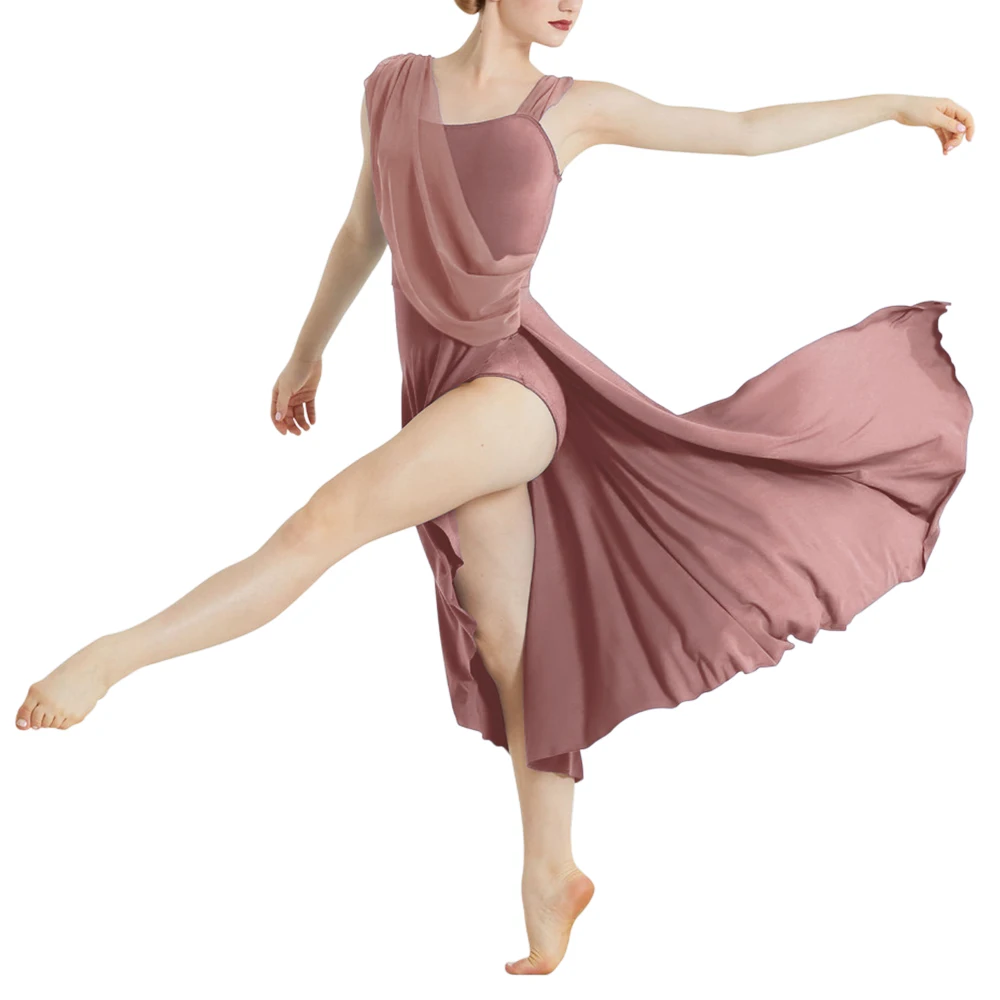 Ballroom Dance Woman Dresses Asymmetrical Design Long Modern Lyrical Dance Skirt Ballerina Stage Performance Costume Girls